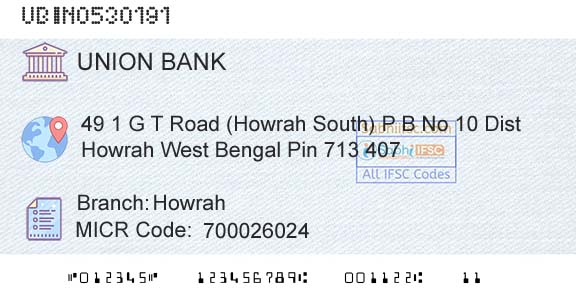 Union Bank Of India HowrahBranch 