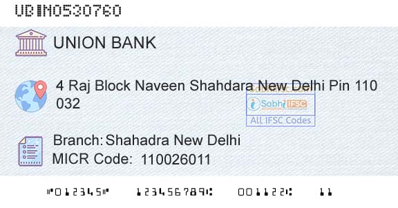 Union Bank Of India Shahadra New DelhiBranch 