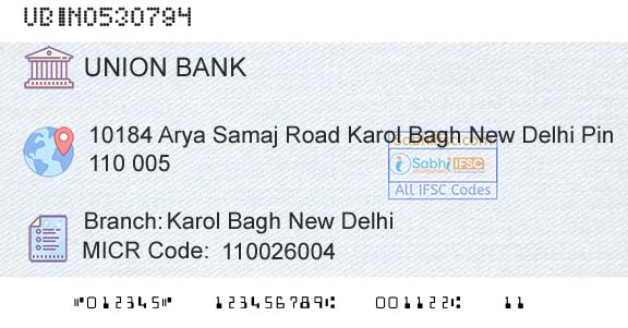 Union Bank Of India Karol Bagh New DelhiBranch 