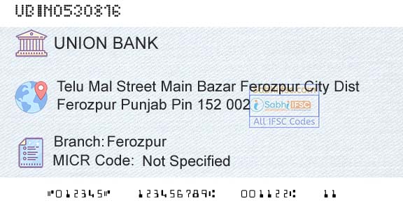 Union Bank Of India FerozpurBranch 