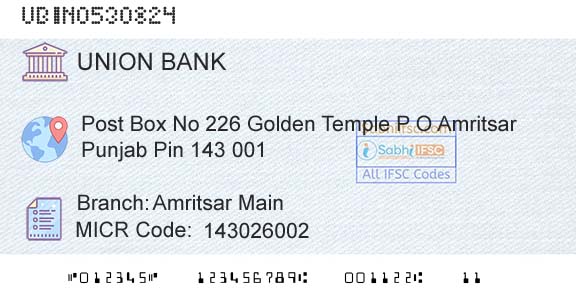 Union Bank Of India Amritsar MainBranch 