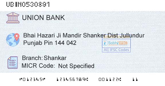 Union Bank Of India ShankarBranch 