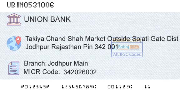 Union Bank Of India Jodhpur MainBranch 