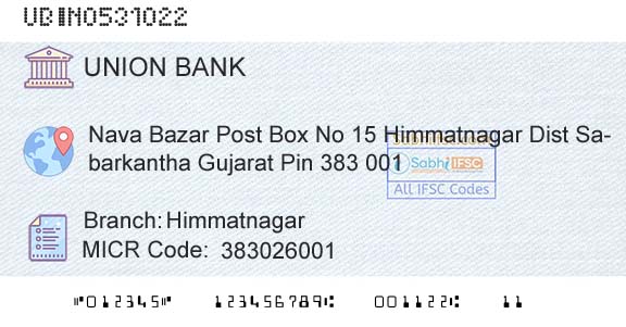 Union Bank Of India HimmatnagarBranch 