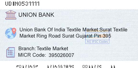 Union Bank Of India Textile MarketBranch 