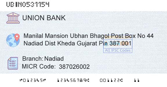 Union Bank Of India NadiadBranch 