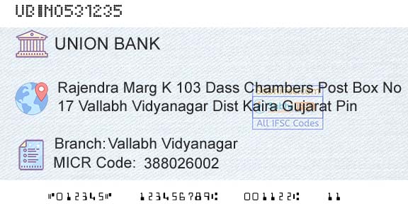 Union Bank Of India Vallabh VidyanagarBranch 