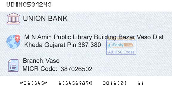 Union Bank Of India Vaso Branch 