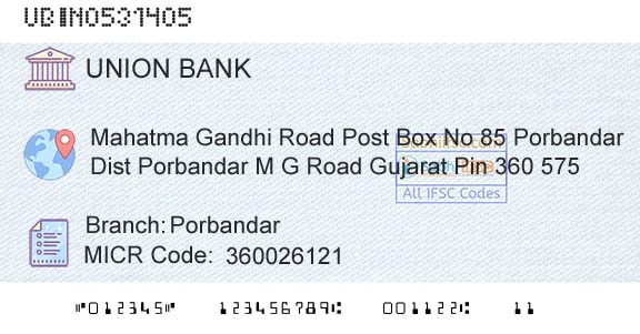 Union Bank Of India PorbandarBranch 