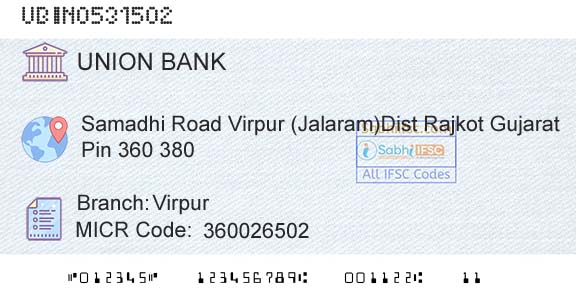 Union Bank Of India VirpurBranch 