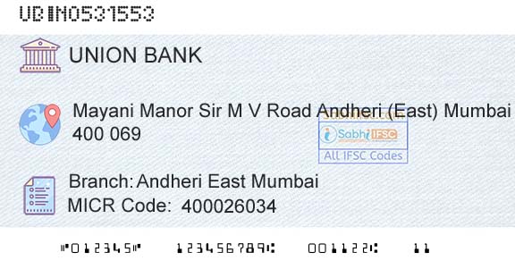 Union Bank Of India Andheri East MumbaiBranch 