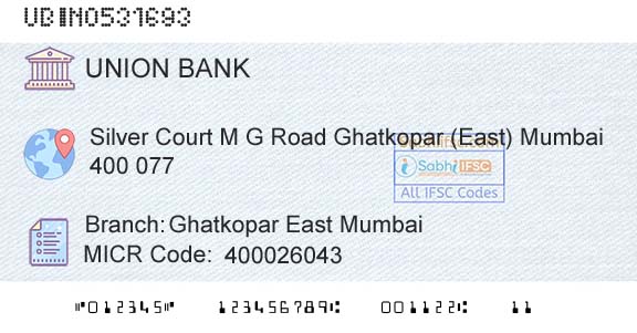 Union Bank Of India Ghatkopar East MumbaiBranch 