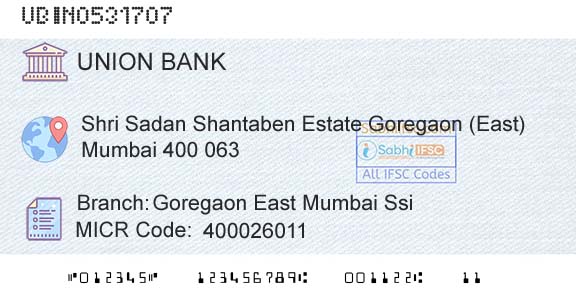 Union Bank Of India Goregaon East Mumbai SsiBranch 