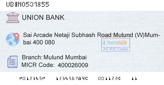 Union Bank Of India Mulund MumbaiBranch 