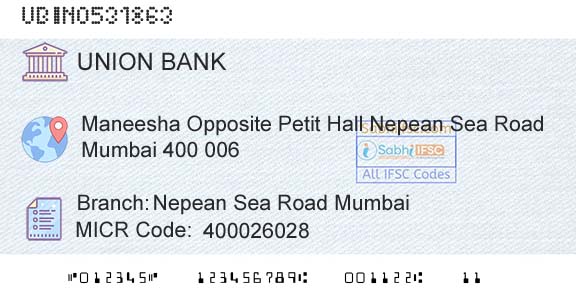 Union Bank Of India Nepean Sea Road MumbaiBranch 