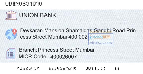 Union Bank Of India Princess Street MumbaiBranch 