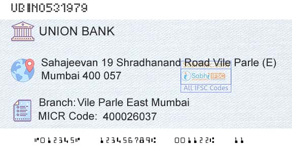 Union Bank Of India Vile Parle East MumbaiBranch 