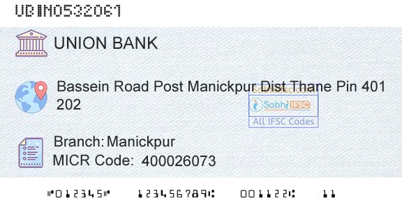 Union Bank Of India ManickpurBranch 