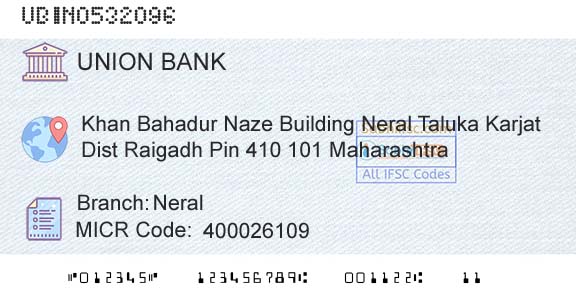 Union Bank Of India NeralBranch 