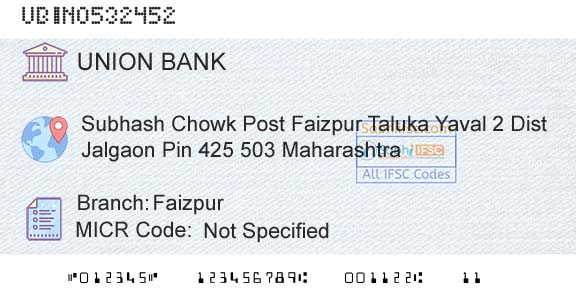 Union Bank Of India FaizpurBranch 