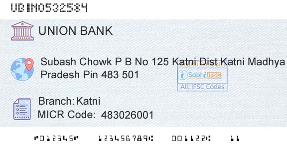 Union Bank Of India KatniBranch 
