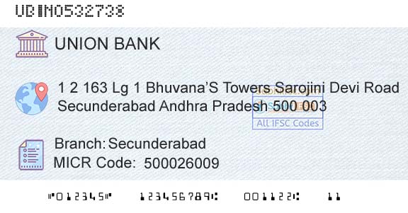Union Bank Of India SecunderabadBranch 