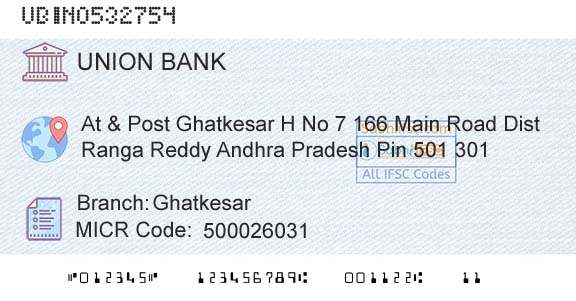Union Bank Of India GhatkesarBranch 
