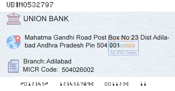 Union Bank Of India AdilabadBranch 