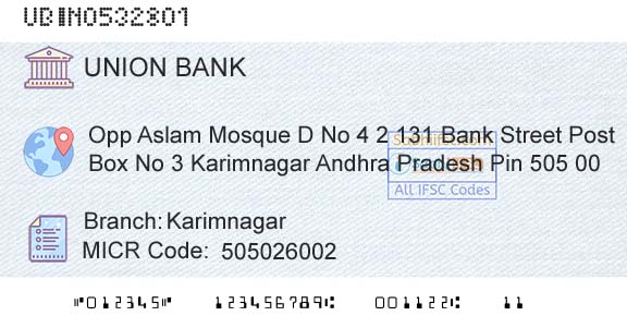 Union Bank Of India KarimnagarBranch 