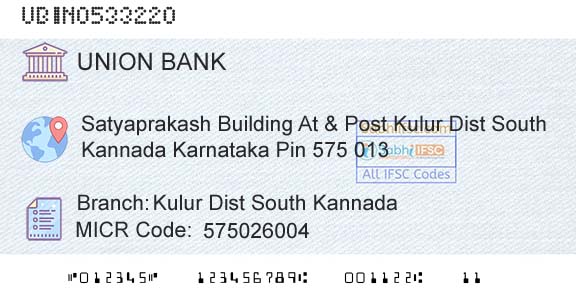 Union Bank Of India Kulur Dist South Kannada Branch 