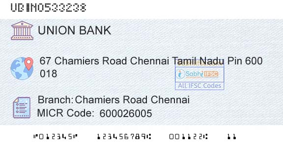 Union Bank Of India Chamiers Road ChennaiBranch 