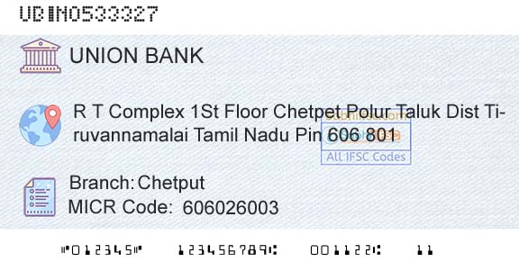 Union Bank Of India ChetputBranch 