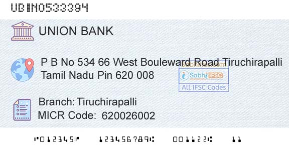 Union Bank Of India TiruchirapalliBranch 