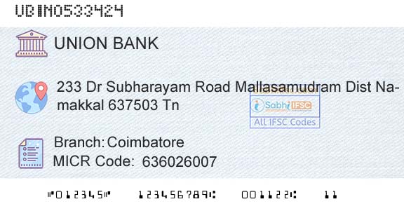 Union Bank Of India CoimbatoreBranch 