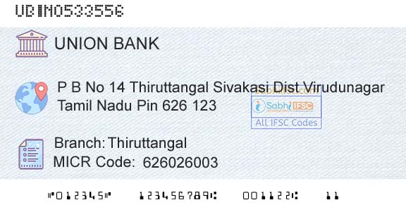 Union Bank Of India ThiruttangalBranch 