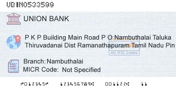 Union Bank Of India Nambuthalai Branch 