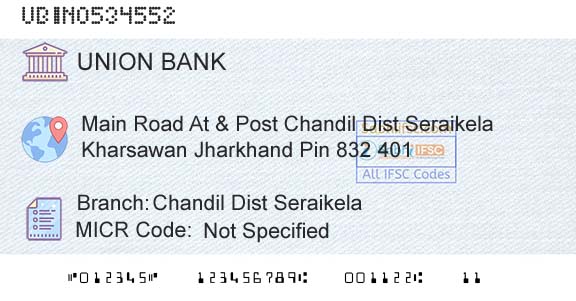 Union Bank Of India Chandil Dist SeraikelaBranch 