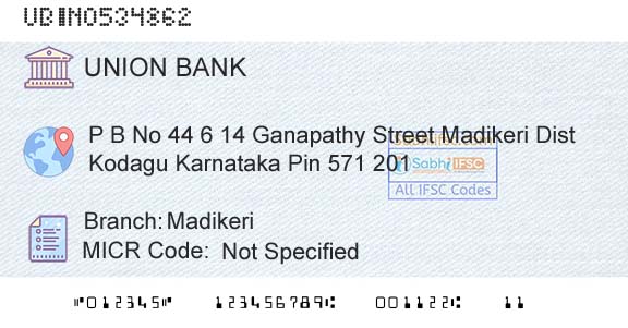 Union Bank Of India MadikeriBranch 