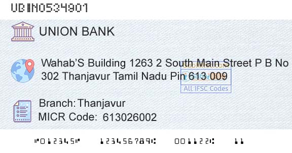 Union Bank Of India ThanjavurBranch 