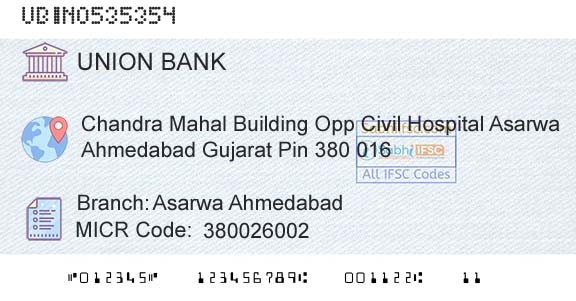 Union Bank Of India Asarwa AhmedabadBranch 