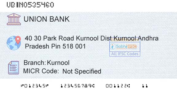 Union Bank Of India KurnoolBranch 