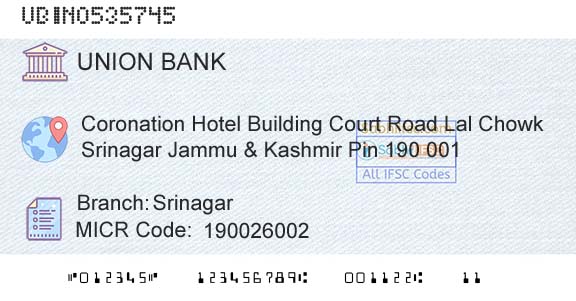 Union Bank Of India SrinagarBranch 
