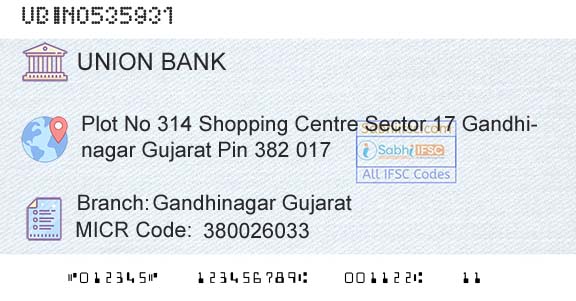 Union Bank Of India Gandhinagar Gujarat Branch 