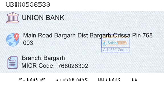 Union Bank Of India BargarhBranch 