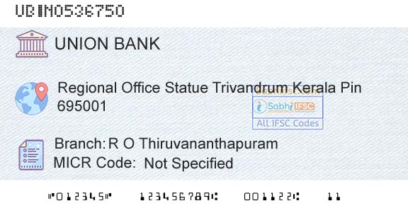Union Bank Of India R O ThiruvananthapuramBranch 