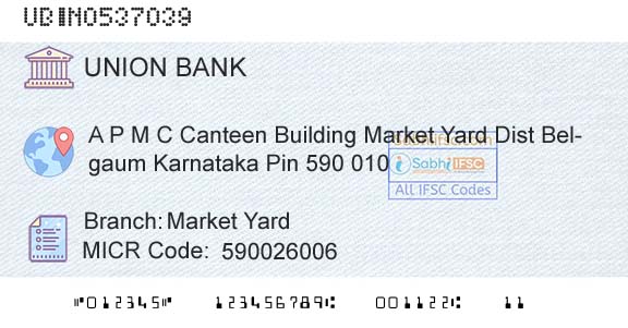 Union Bank Of India Market YardBranch 