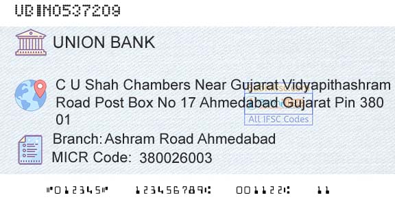 Union Bank Of India Ashram Road AhmedabadBranch 