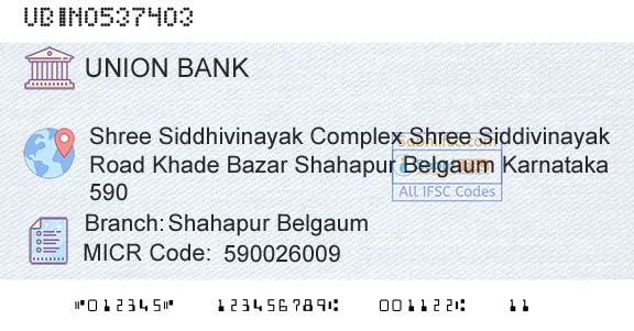 Union Bank Of India Shahapur BelgaumBranch 