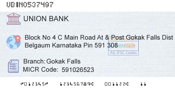 Union Bank Of India Gokak Falls Branch 