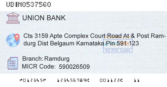 Union Bank Of India RamdurgBranch 